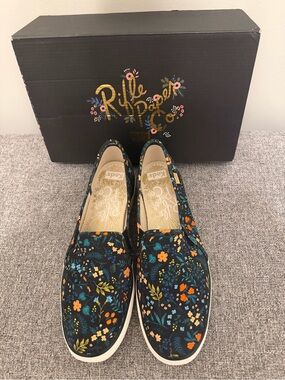 Rifle Paper Co. Keds Floral Slip-On Sneakers - Black Floral - Like new! - Sz 8.5